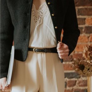 Vintage black wool chausseur jacket with gold buttons